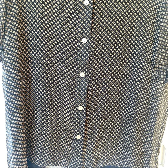 New York City Design Company Chic Black and Tan Button-Up Blouse 100% Silk XL - Picture 4 of 11